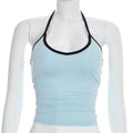 Womens Halter Neck Color Block Tank Top