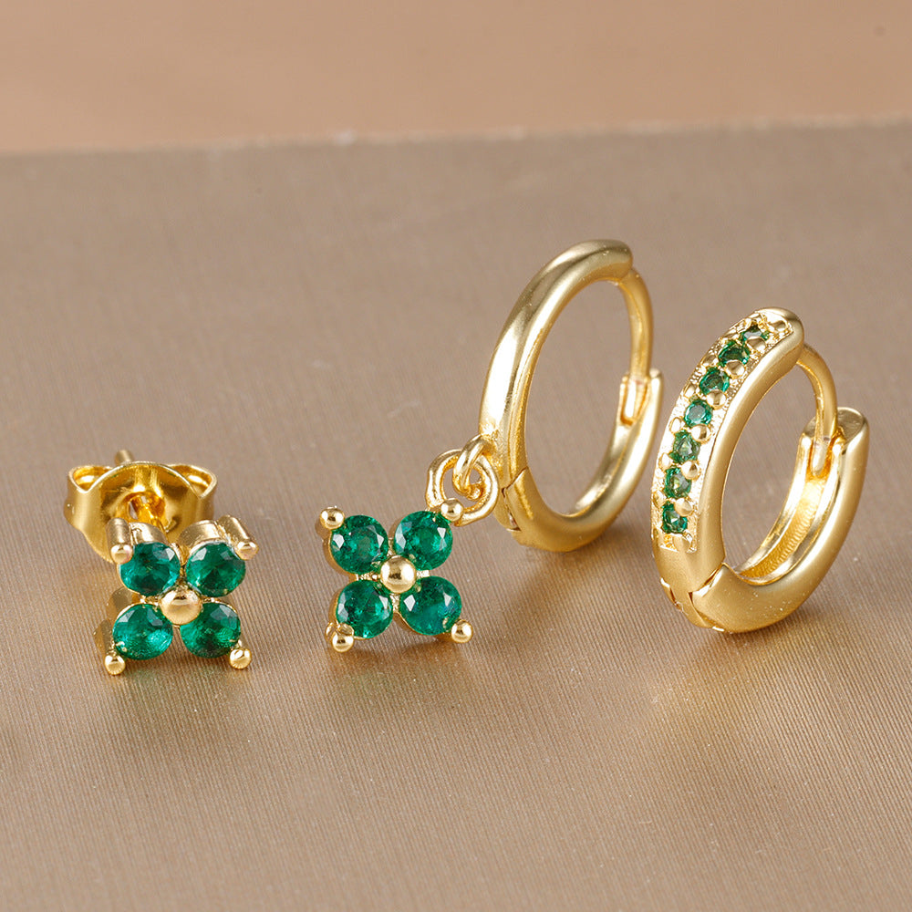 Floral Zircon Earrings Set