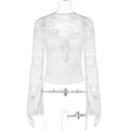 Lace Splicing See Through Long Sleeve Top