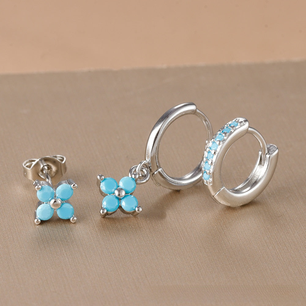 Floral Zircon Earrings Set