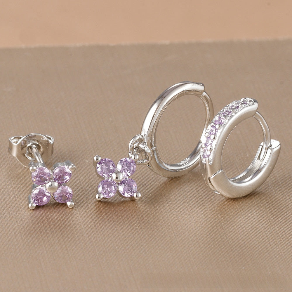 Floral Zircon Earrings Set