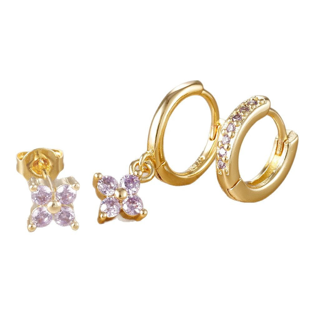 Floral Zircon Earrings Set