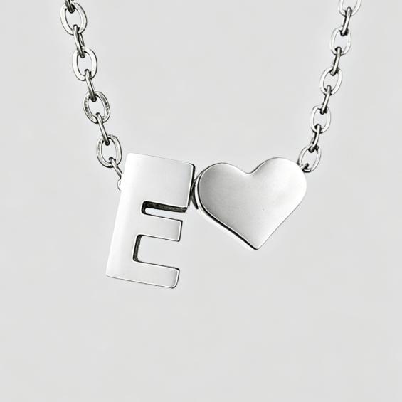 Personalized Heart Letter Pendant Stainless Steel Necklace