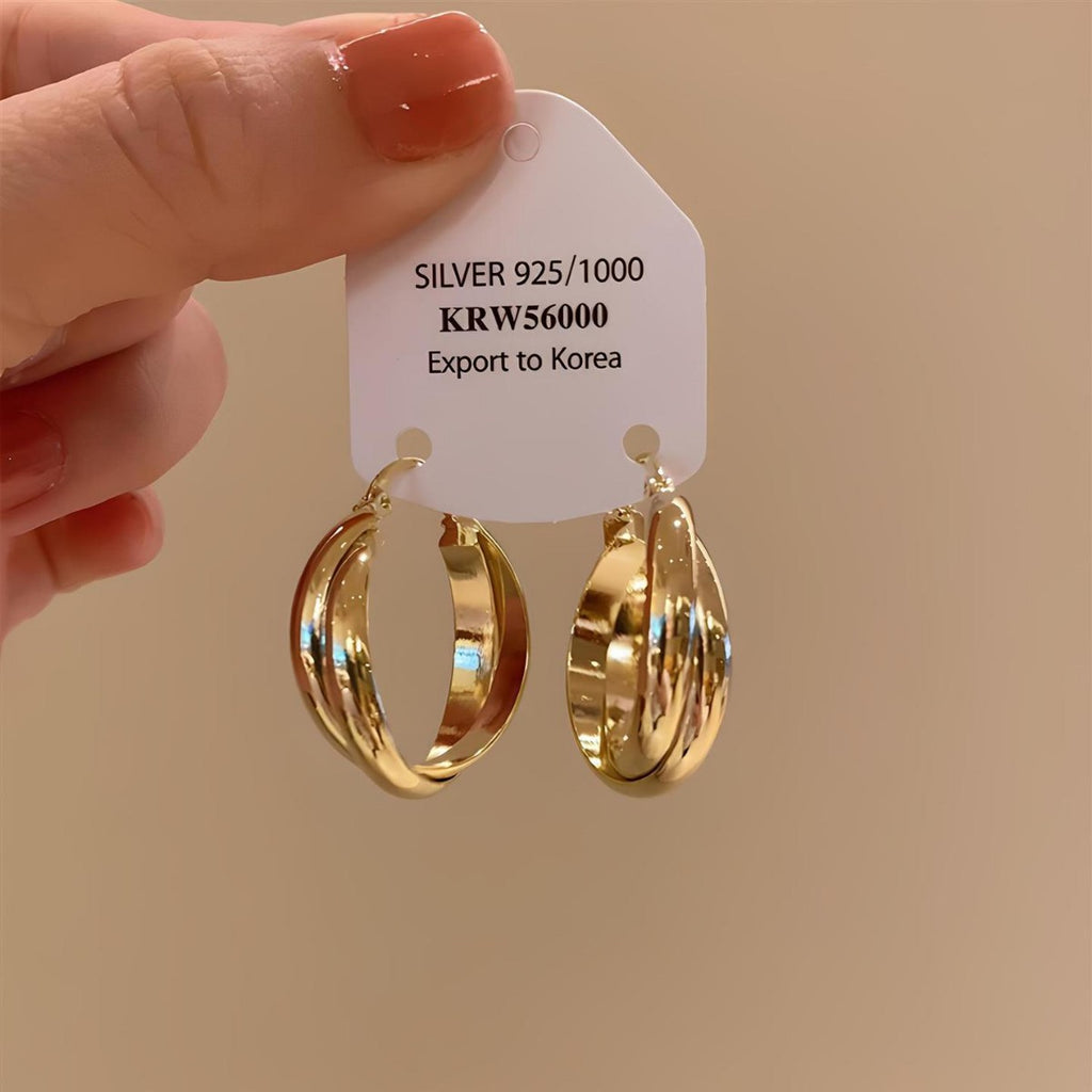 Metal Cross Double Ring Earrings for Women