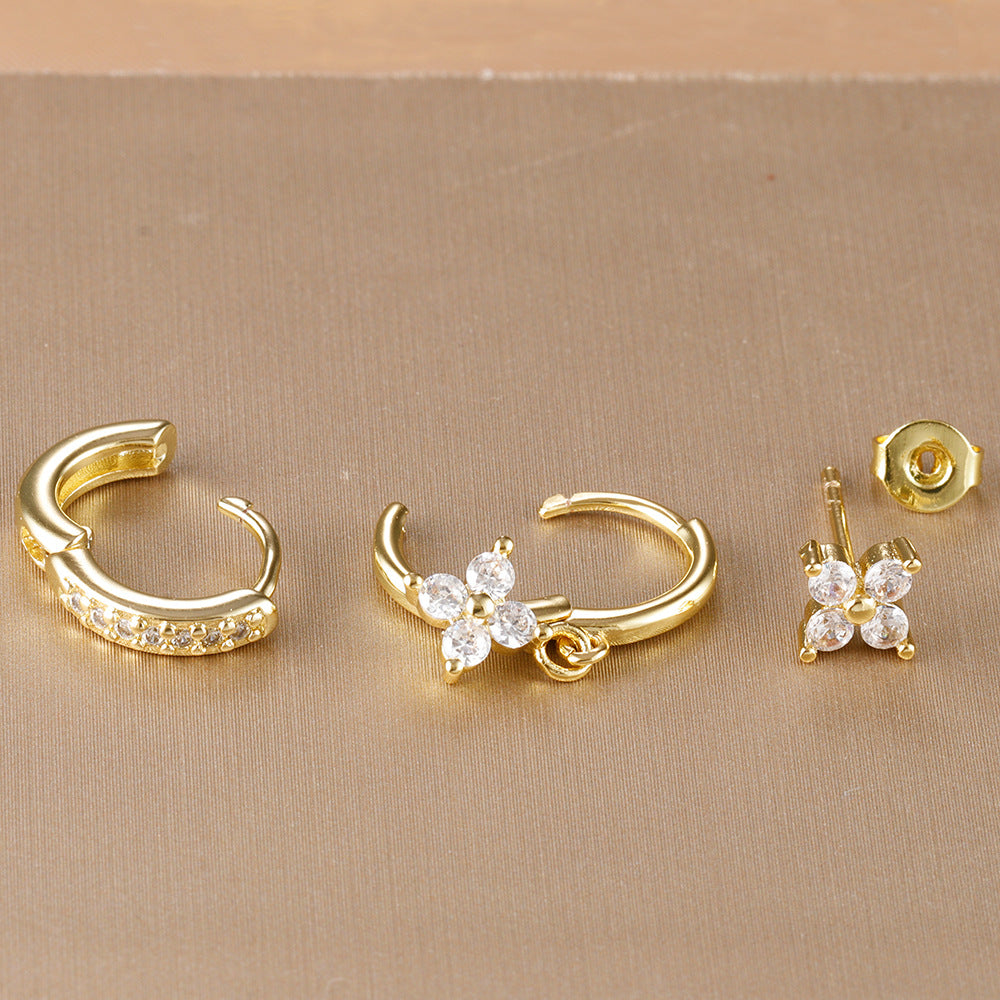 Floral Zircon Earrings Set