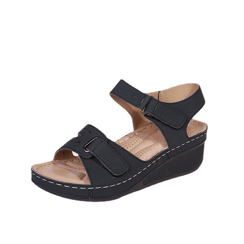 Retro Women Sandals Round Toe Comfortable Wedge