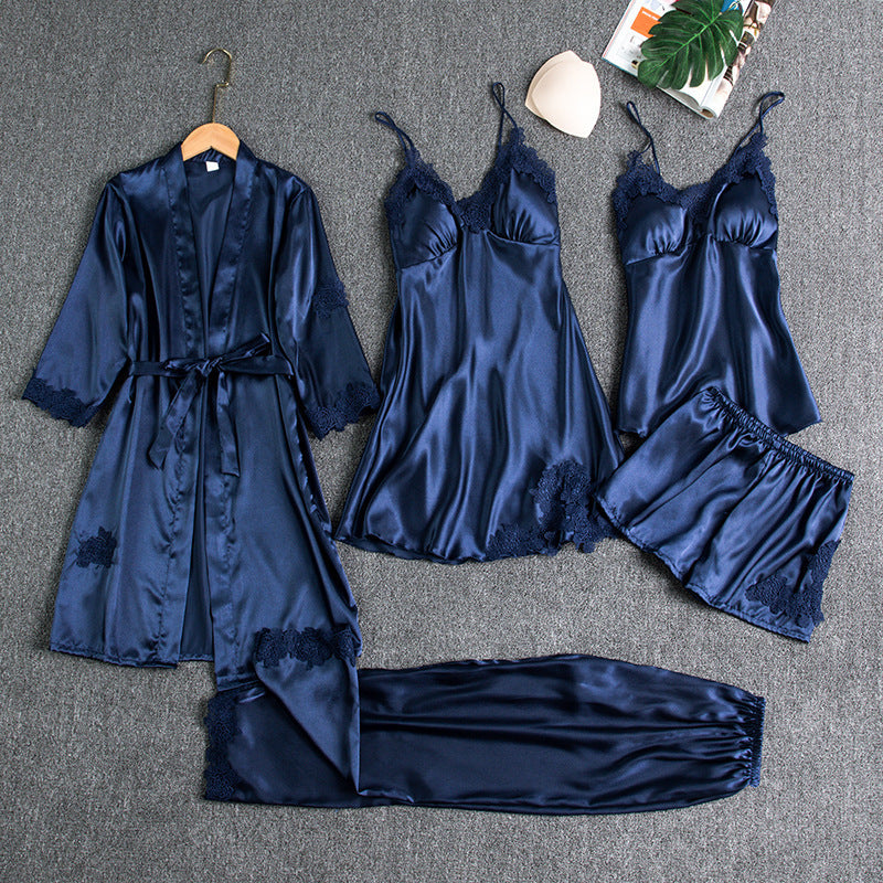 Sleepwear woman summer ice silk sexy and hot bathrobe