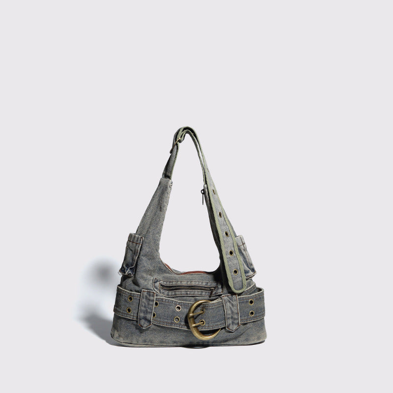 New Y2K Washed Denim Shoulder Bag