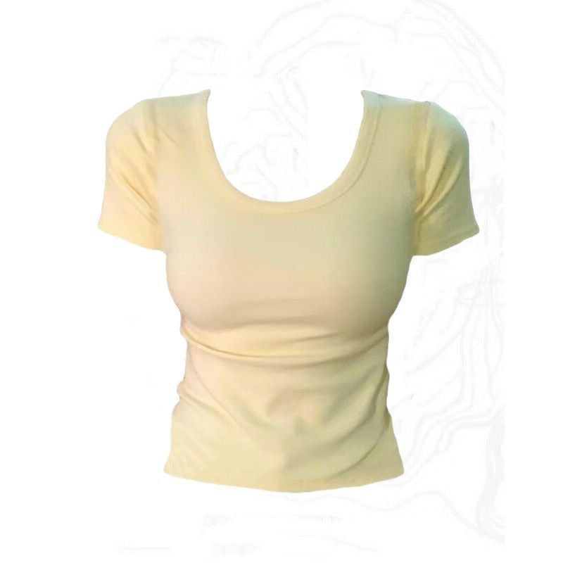 Women's U-Neck Slim Fit T-Shirt Short Sleeve Top