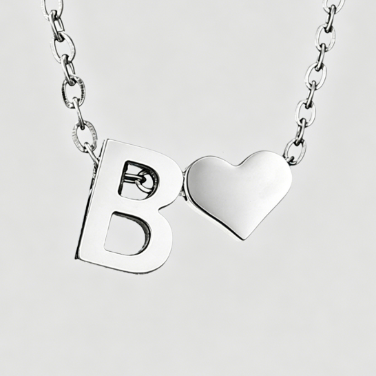 Personalized Heart Letter Pendant Stainless Steel Necklace