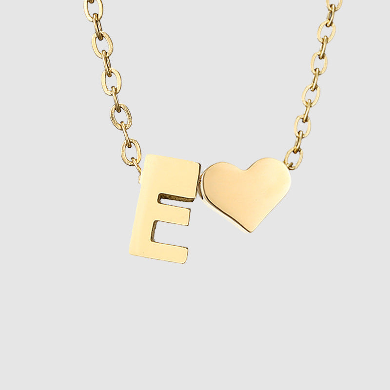 Personalized Heart Letter Pendant Stainless Steel Necklace