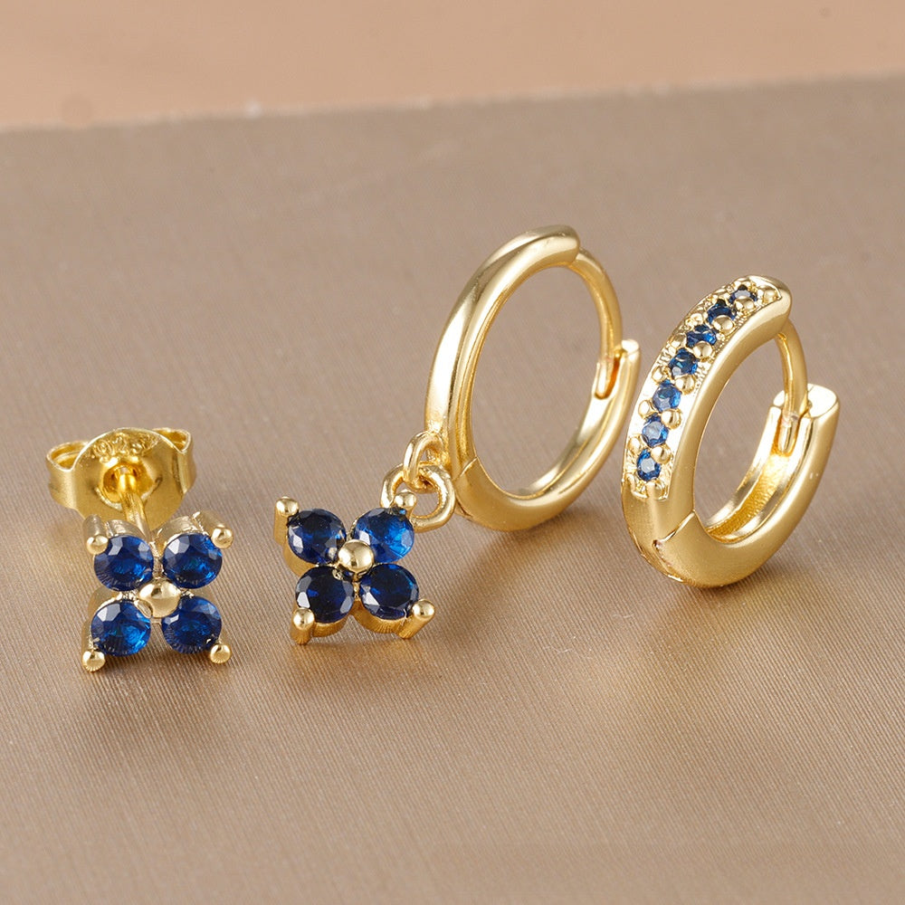 Floral Zircon Earrings Set