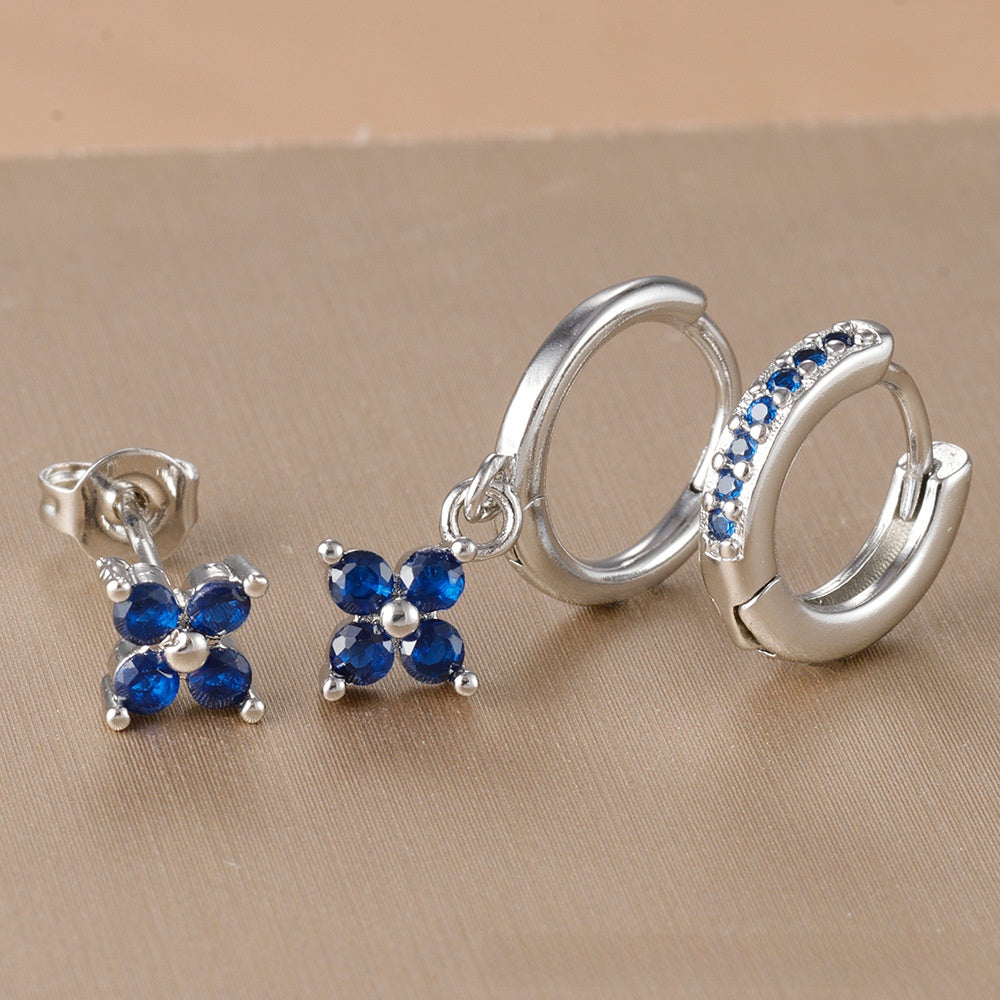 Floral Zircon Earrings Set