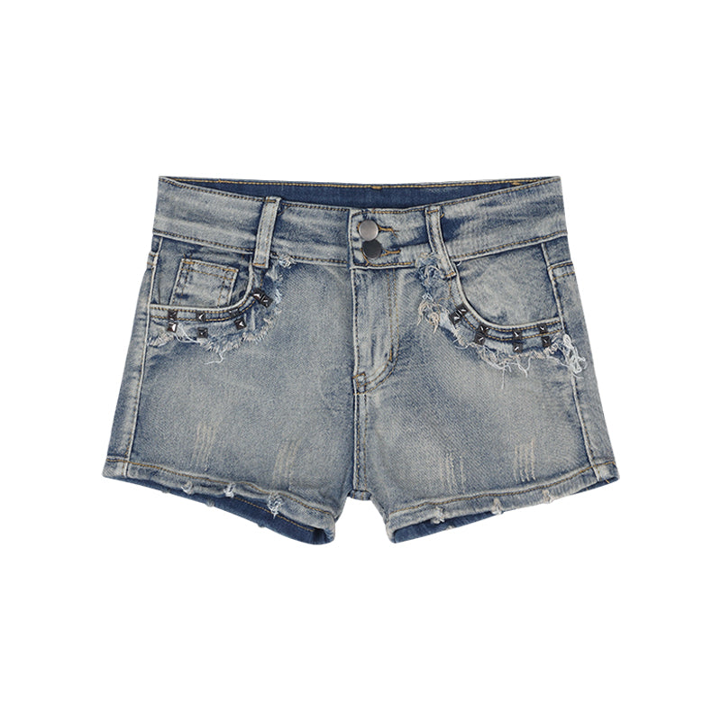 Female in denim shorts