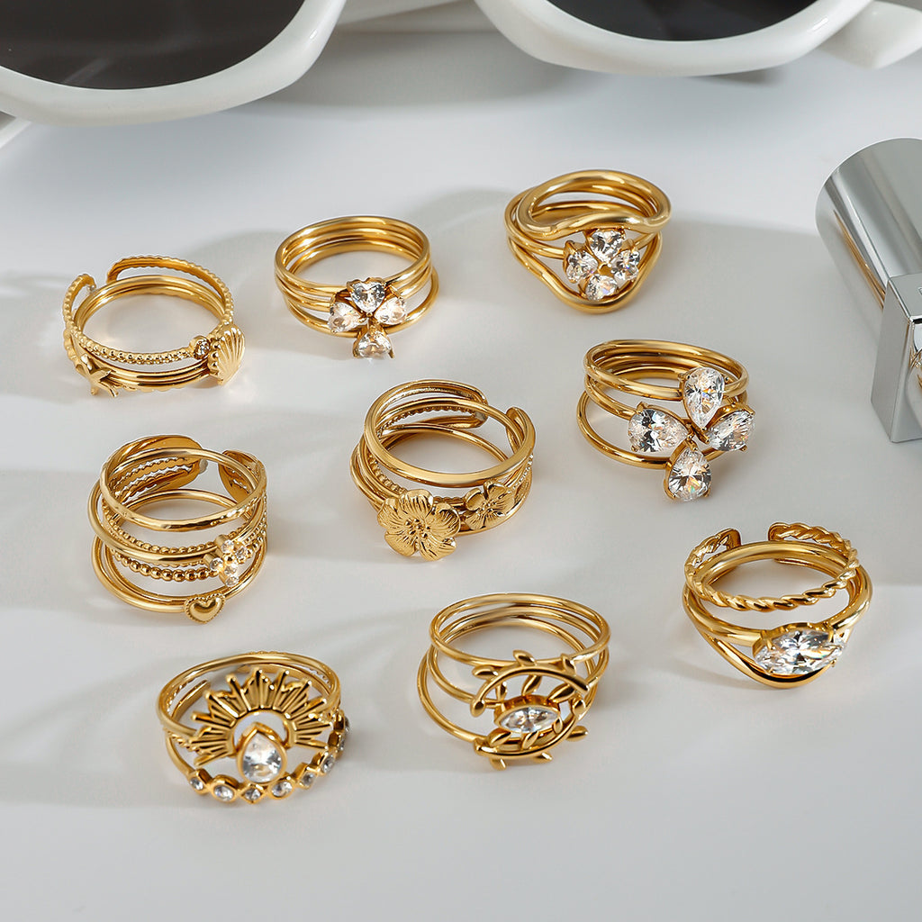 Geometric Titanium Steel Rings