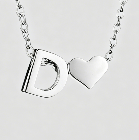 Personalized Heart Letter Pendant Stainless Steel Necklace