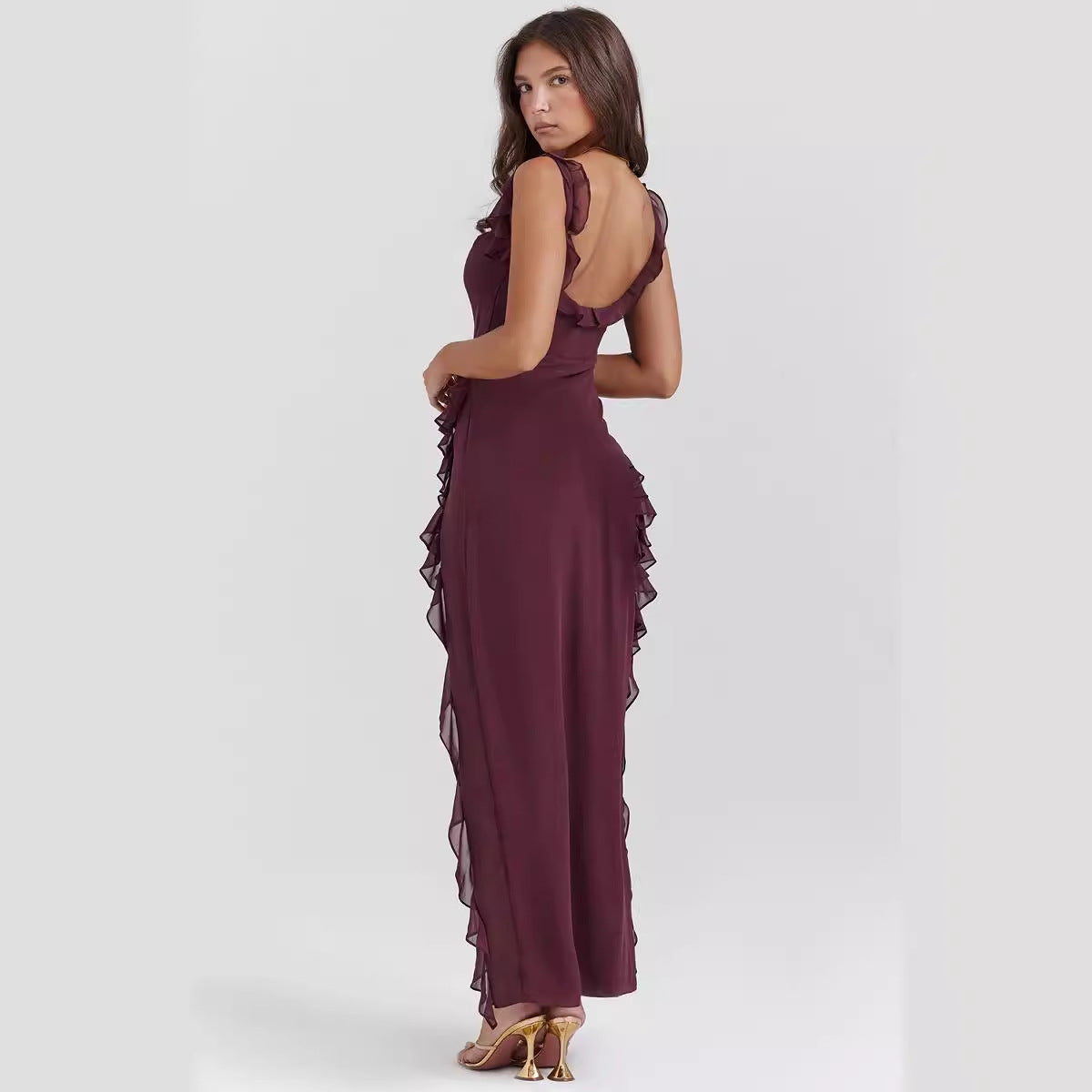 Spaghetti strap slit maxi dress for women
