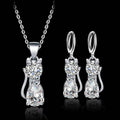 Cute Kitten Zircon Necklace and Earrings