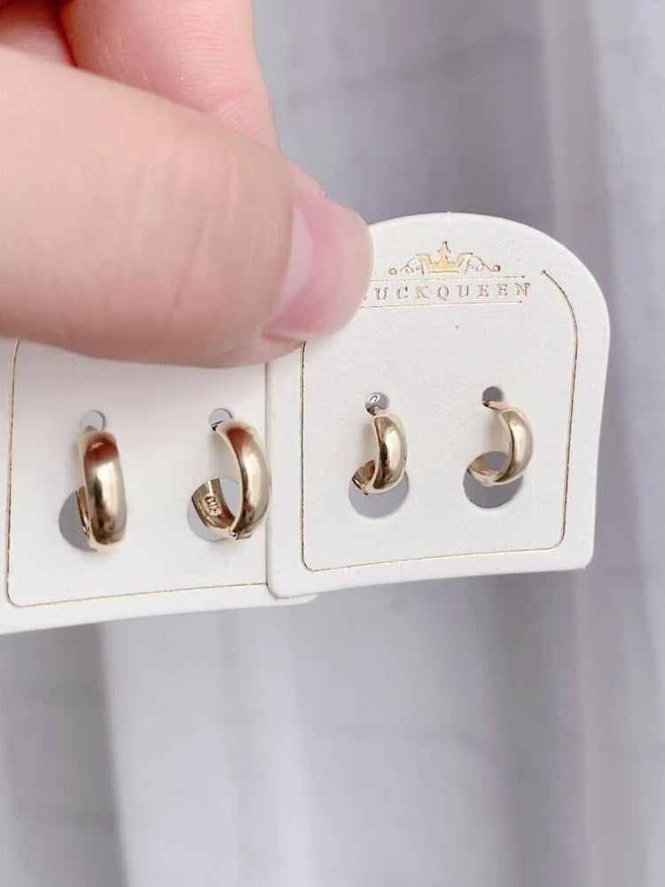 Plain Thick 10K Gold Hoop Earrings