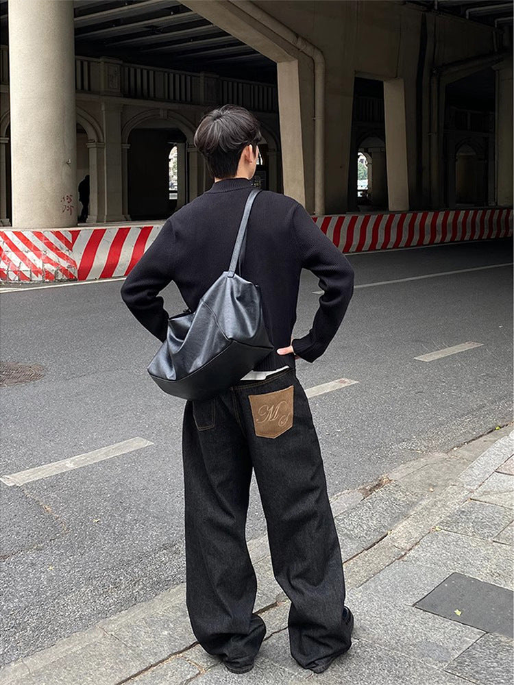 Retro Washed Cotton Jeans Baggy Trousers