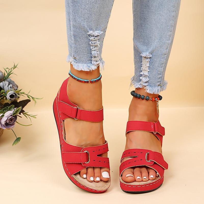 Retro Women Sandals Round Toe Comfortable Wedge