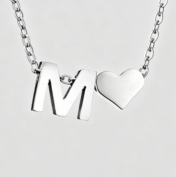 Personalized Heart Letter Pendant Stainless Steel Necklace