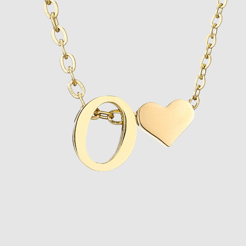 Personalized Heart Letter Pendant Stainless Steel Necklace