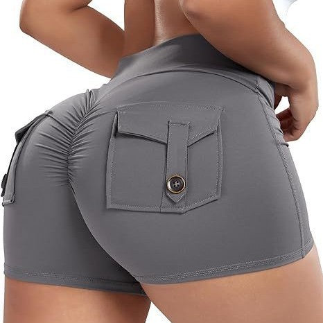Women's High-Waist Fitness Yoga Shorts with Pocket