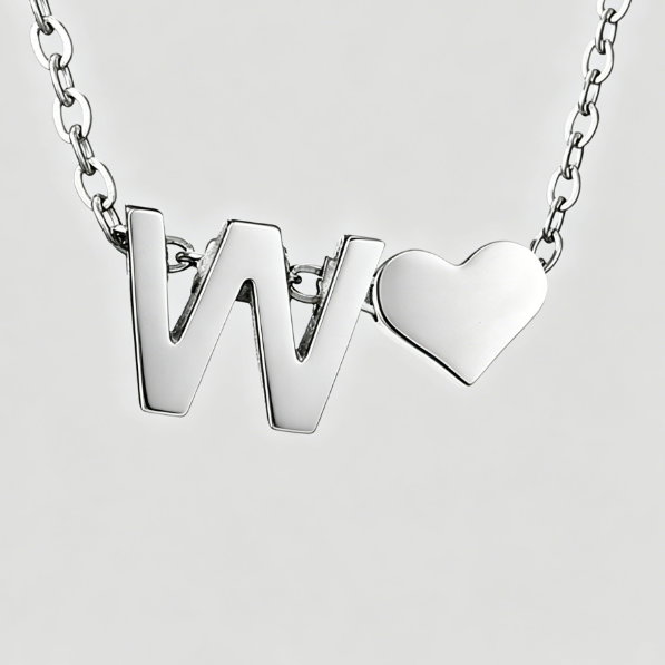 Personalized Heart Letter Pendant Stainless Steel Necklace