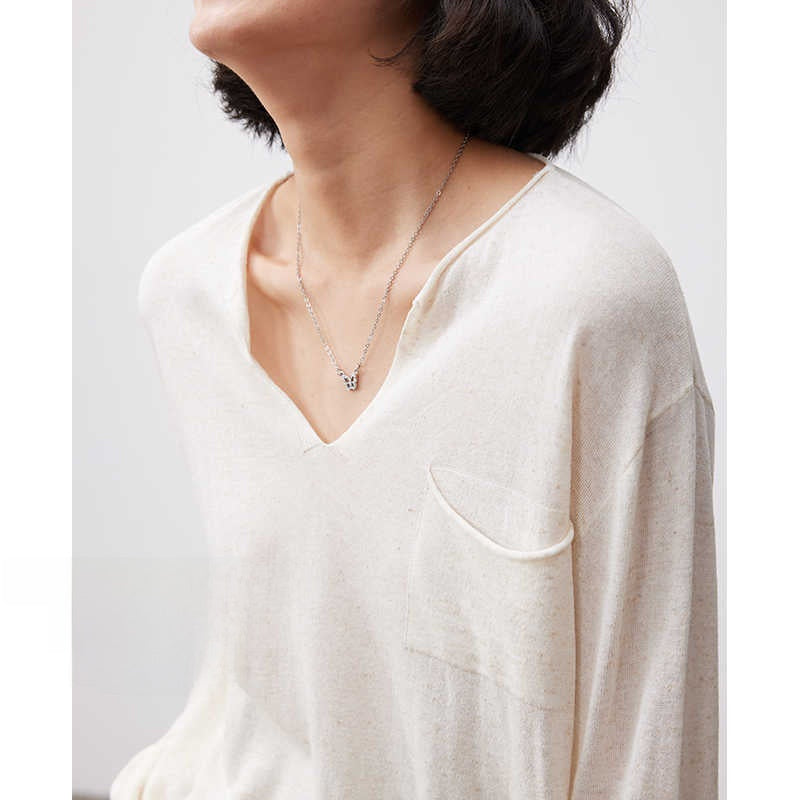 Tencel Linen Blend V-Neck Long Sleeve Top