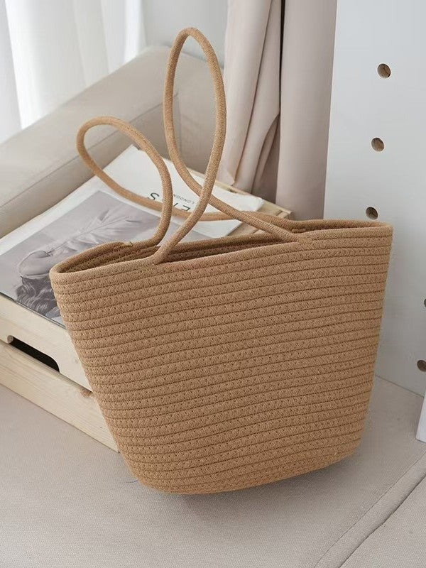 Straw Woven Tote Bag Large Capacity Beach Holiday Shoulder Bag