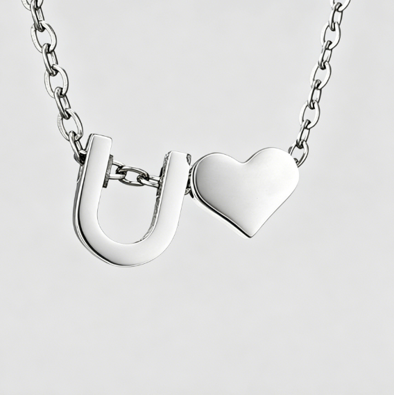 Personalized Heart Letter Pendant Stainless Steel Necklace