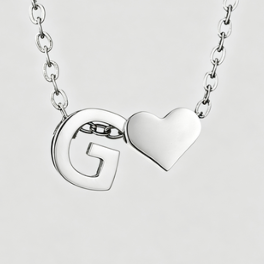 Personalized Heart Letter Pendant Stainless Steel Necklace