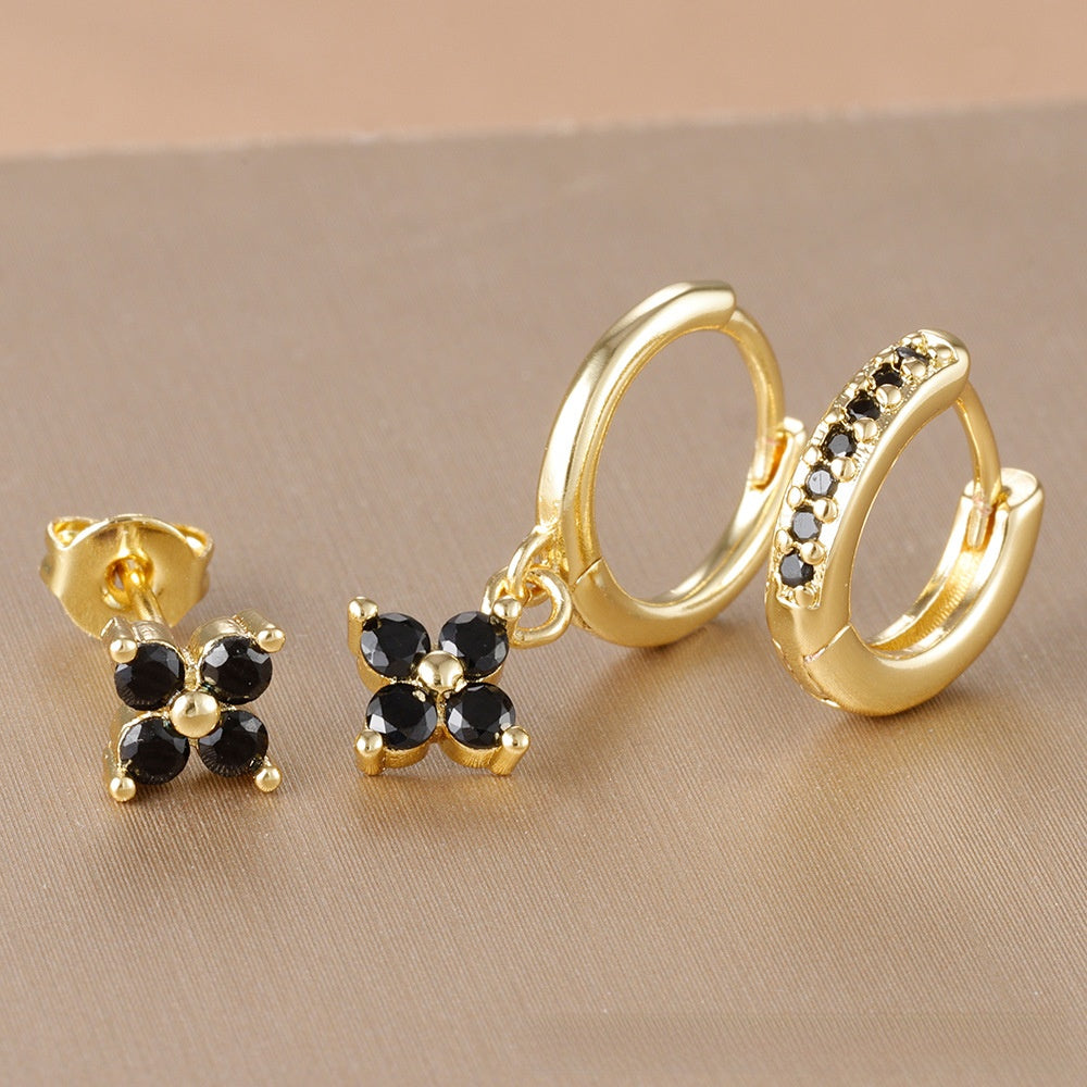 Floral Zircon Earrings Set