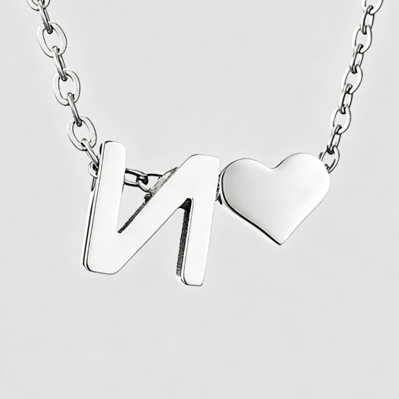Personalized Heart Letter Pendant Stainless Steel Necklace