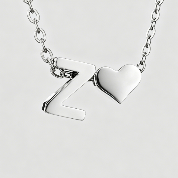 Personalized Heart Letter Pendant Stainless Steel Necklace