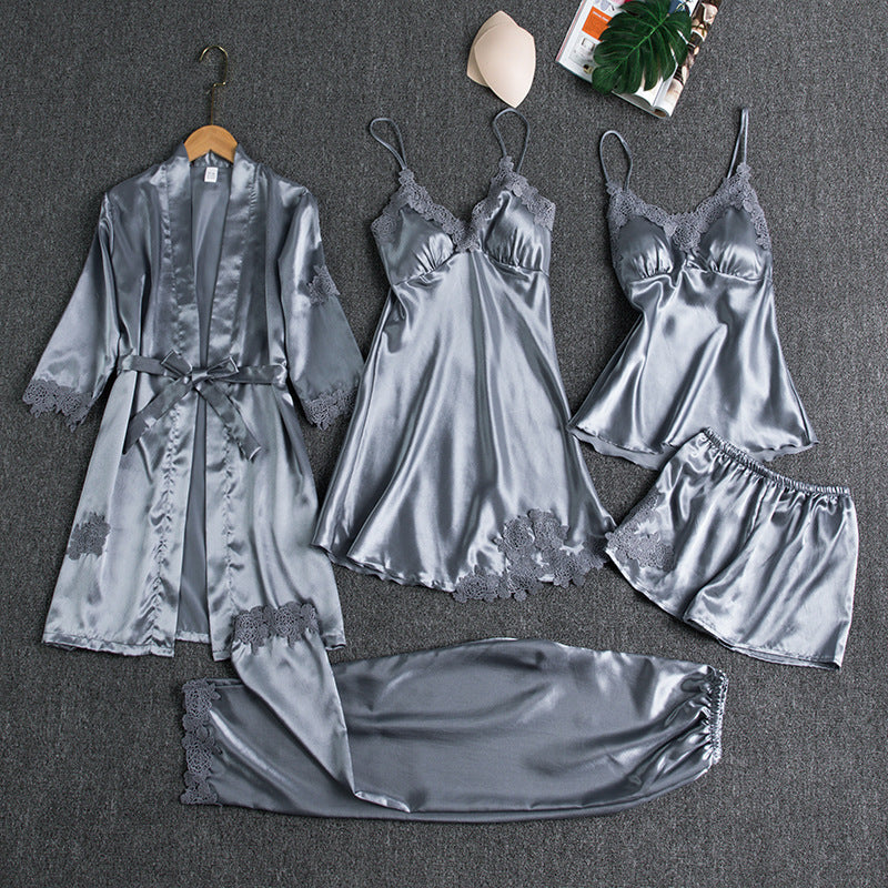 Sleepwear woman summer ice silk sexy and hot bathrobe
