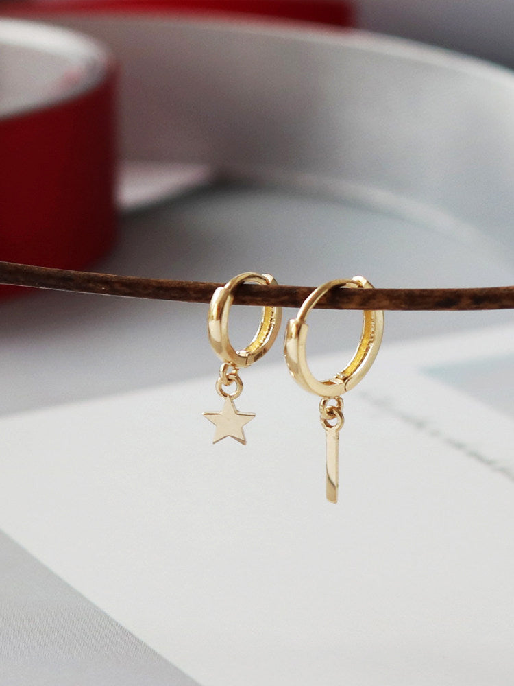 Simple and compact plain-hoop drop earrings/ear clips