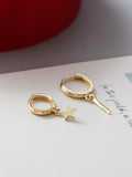 Simple and compact plain-hoop drop earrings/ear clips