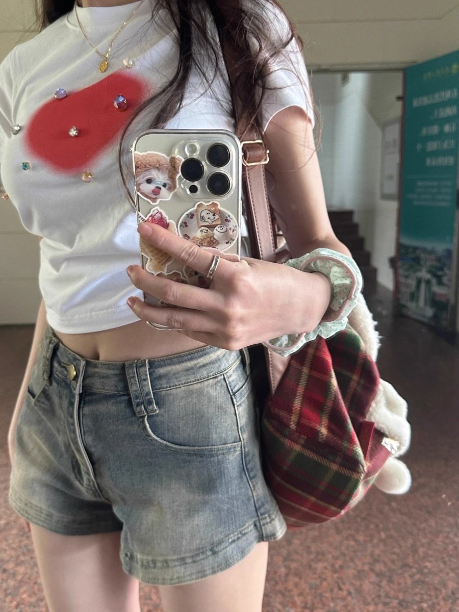 Womens High Waist Distressed Denim Shorts