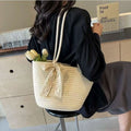 Straw Woven Tote Bag Large Capacity Beach Holiday Shoulder Bag