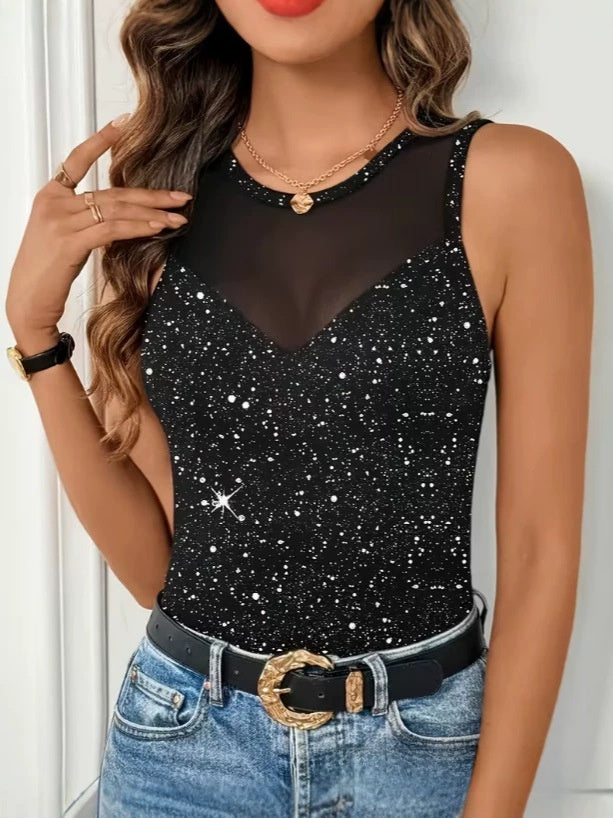 Womens Mesh Patchwork Tank Top