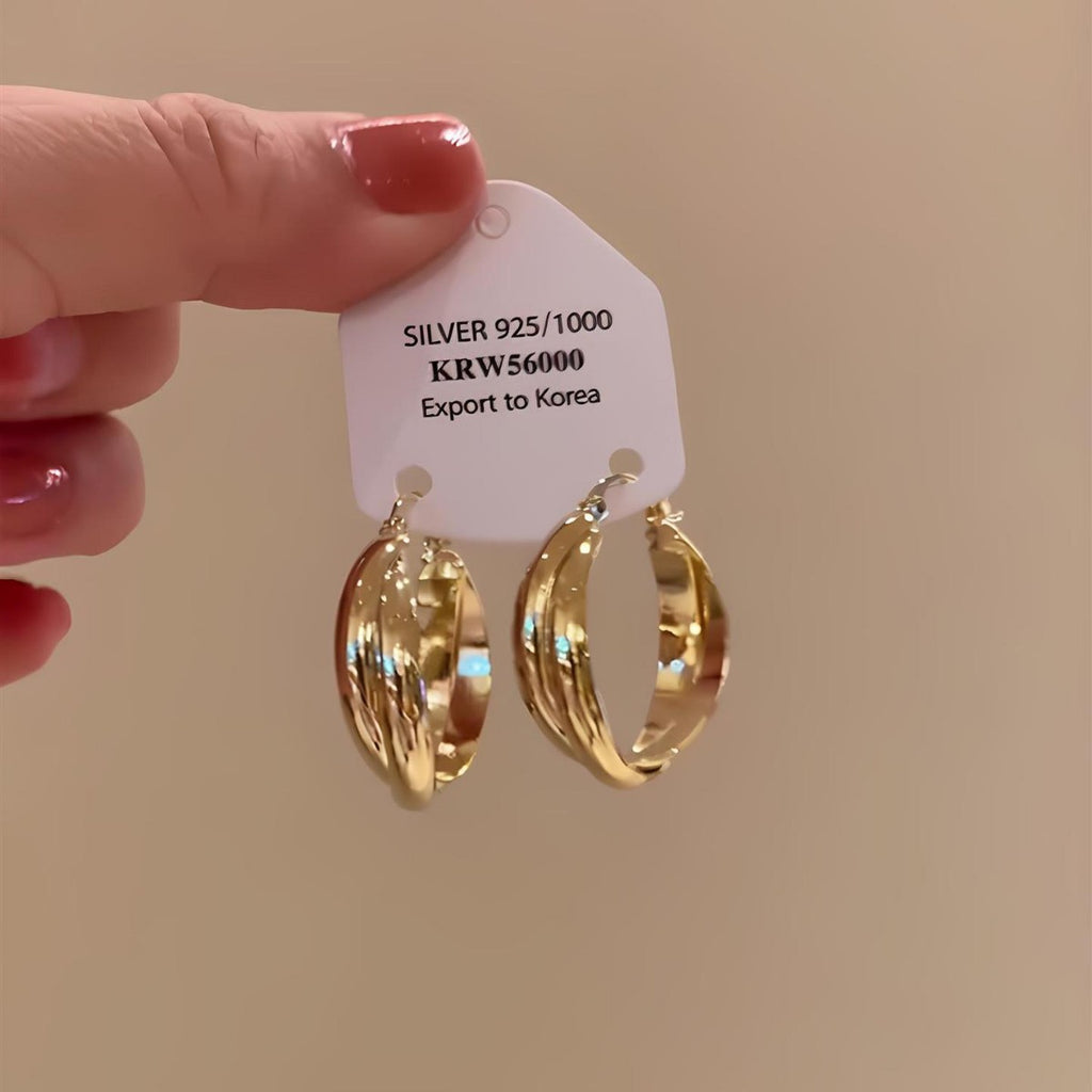 Metal Cross Double Ring Earrings for Women
