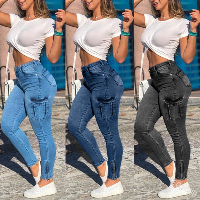 Slim Fit Denim Trousers for Women