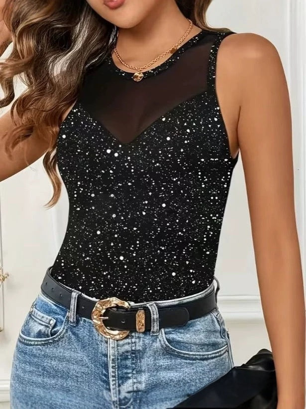 Womens Mesh Patchwork Tank Top