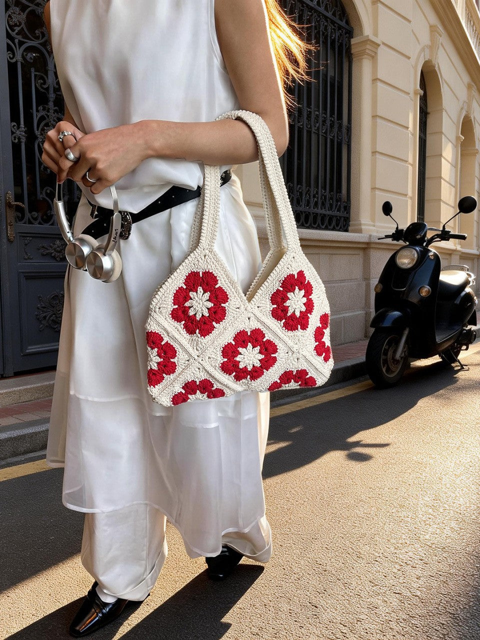 Handmade Crochet Cotton Rope Shoulder Bag