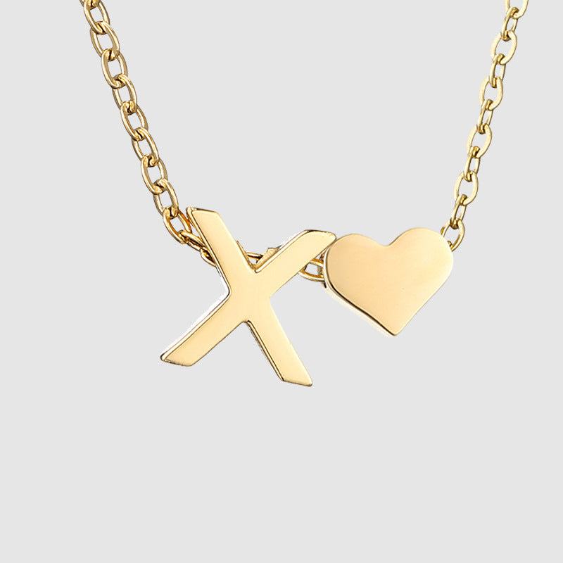 Personalized Heart Letter Pendant Stainless Steel Necklace