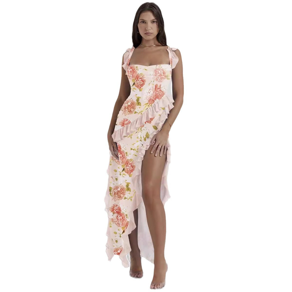 Spaghetti strap slit maxi dress for women