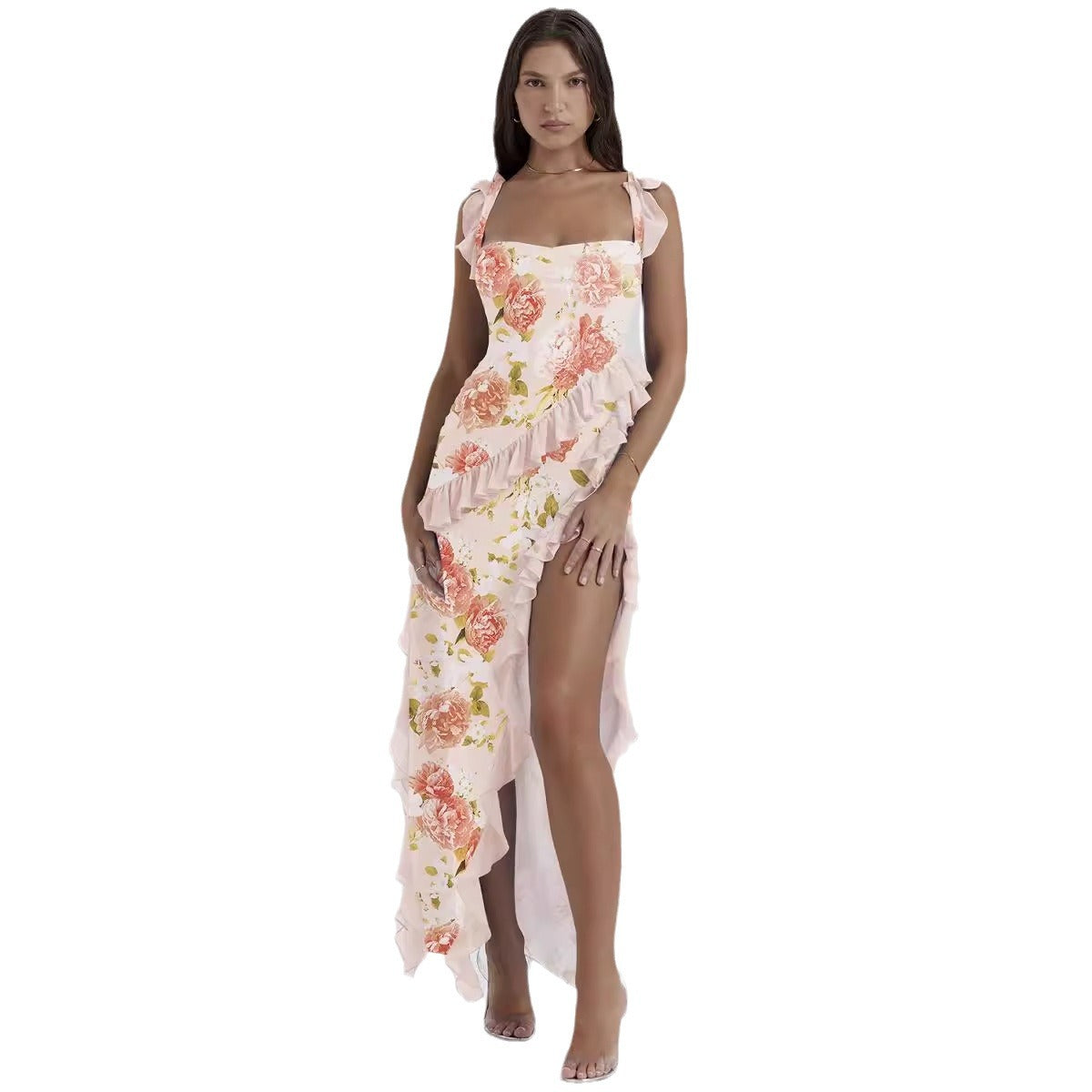 Spaghetti strap slit maxi dress for women