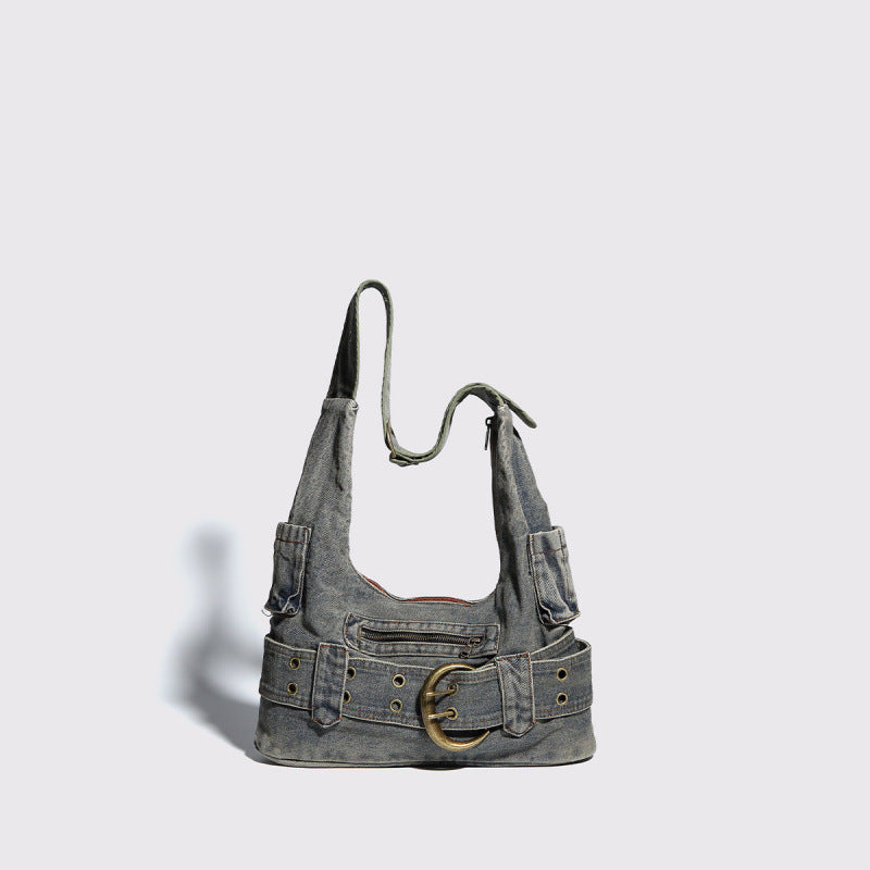 New Y2K Washed Denim Shoulder Bag